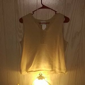 Cream hand embroidered sleeveless top